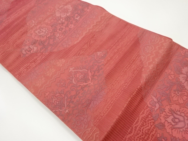 本場筑前博多花唐草模様織出し名古屋帯